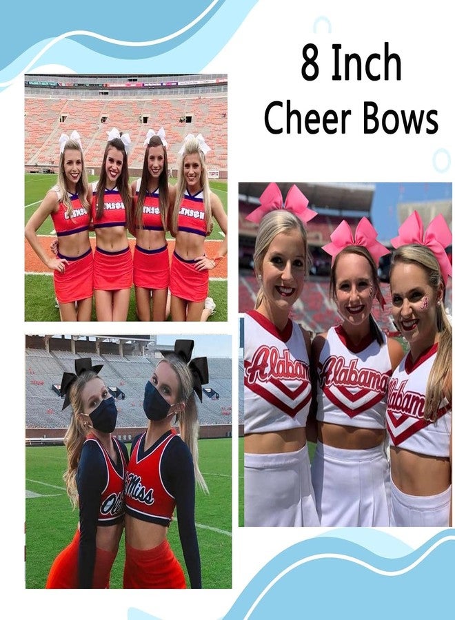 chiduerm 40 Pcs Large Cheer Hair Bows Grosgrain Ribbon Elastic Bands Handmade Ponytail Holder For Cheerleading Girls School College Sports (White 8 Inch) - Image 5